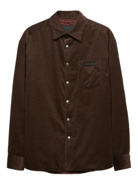  Prada Corduroy Patch-pocket Shirt - Brown 