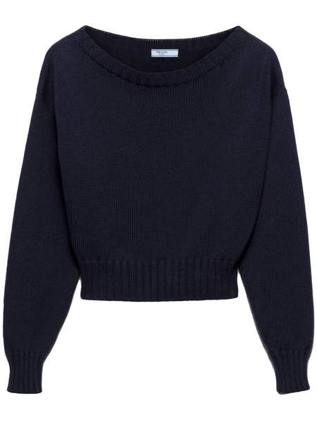  Prada Cotton Boat-neck Sweater - Blue 