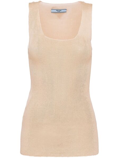  Prada Cotton Ribbed Tank Top - Neutrals 