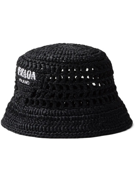  Prada Crochet Bucket Hat - Black 