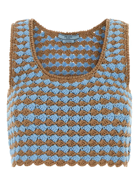  Prada Crochet-knit Top - Blue 