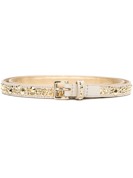  Prada Crystal-embellished Leather Buckle Belt - Gold 