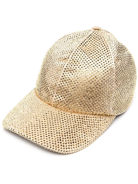  Prada Crystal-embellished Satin Baseball Cap - Gold 