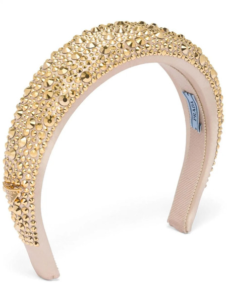  Prada Crystal-embellished Satin Headband - Gold 