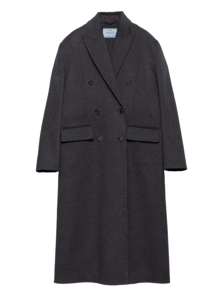  Prada Double-breasted Double Cashwool Coat - Grey 