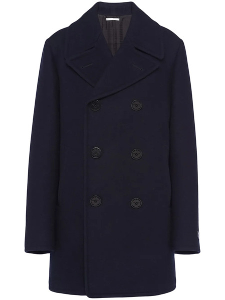  Prada Double-breasted Wool-blend Peacoat - Blue 
