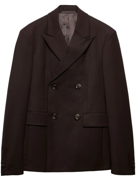  Prada Double Breasted Wool Jacket - Brown 
