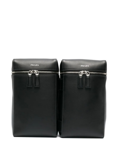  Prada Double Leather Backpack - Black 