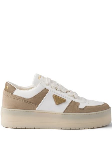 Prada Downtown Bold Leather Sneakers - Neutrals 