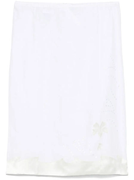  Prada Embroidered Linen Skirt - White 