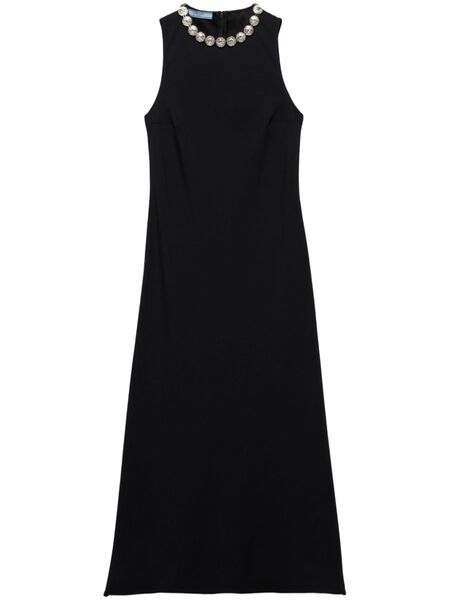  Prada Embroidered Midi Dress - Black 