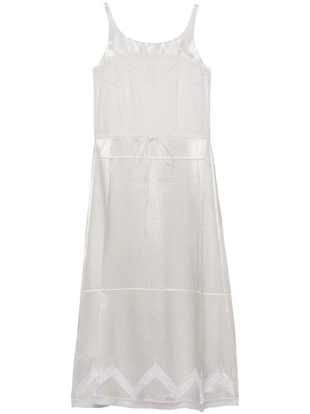  Prada Embroidered Midi Dress - White 