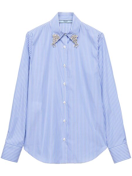  Prada Embroidered Stripe Shirt - Blue 