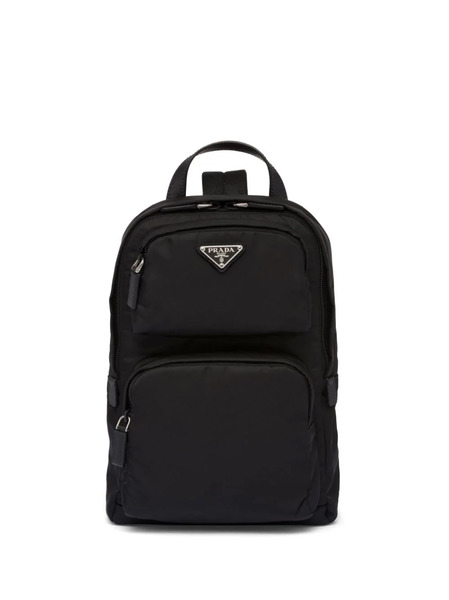  Prada Enamel Triangle-logo Backpack - Black 