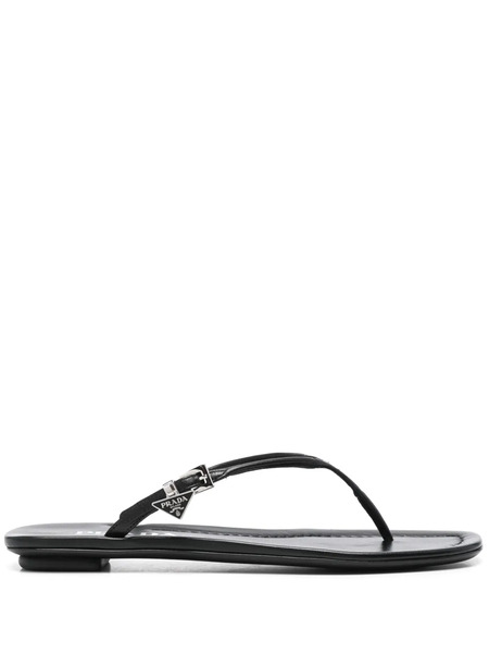  Prada Enamel Triangle-logo Slides - Black 