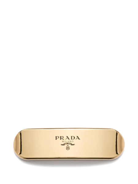  Prada Enameled Logo Hair Clip - Gold 