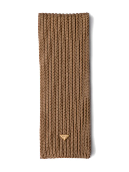  Prada Enameled Triangle Knit Scarf - Brown 