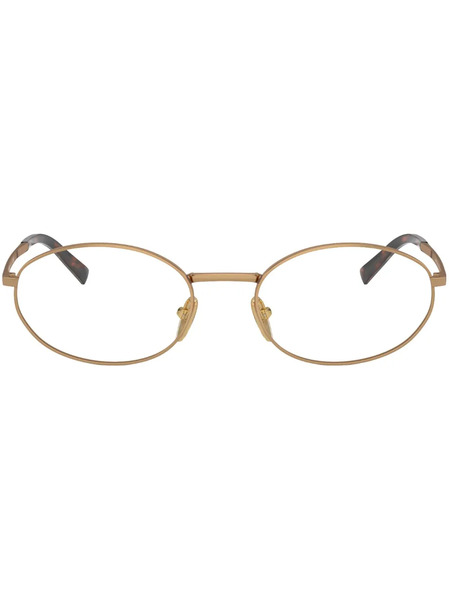  Prada Eyewear Metallic Oval-frame Glasses - Gold 