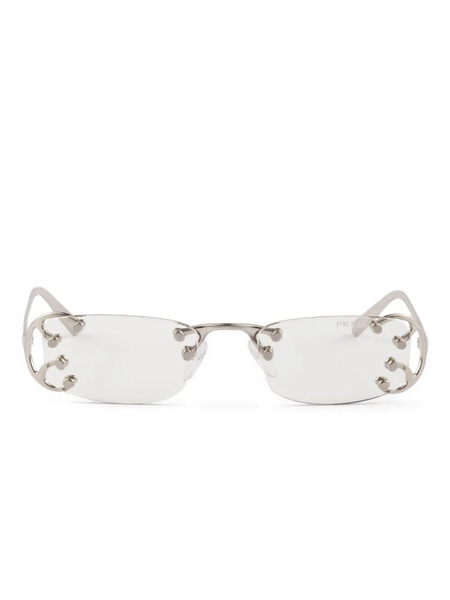  Prada Eyewear Runway Embellished Rimless Sunglasses - Grey 