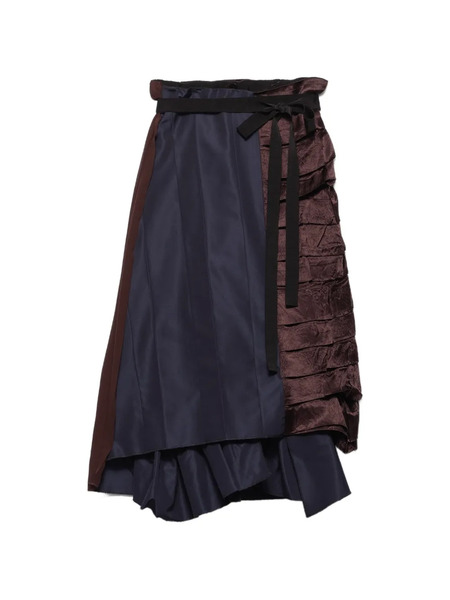  Prada Faille Patchwork Midi Skirt - Blue 