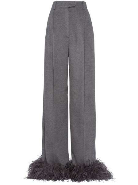  Prada Feather-trim Cashmere Trousers - Grey 