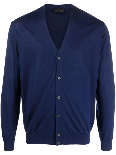  Prada Fine-knit V-neck Cardigan - Blue 