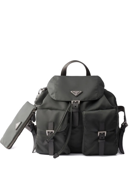  Prada Flap-closure Front-pockets Backpack - Grey 