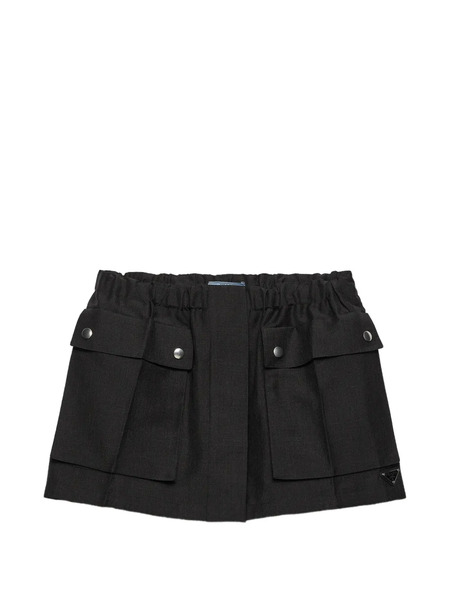  Prada Flap-pocket Drawstring Mini Skirt - Black 