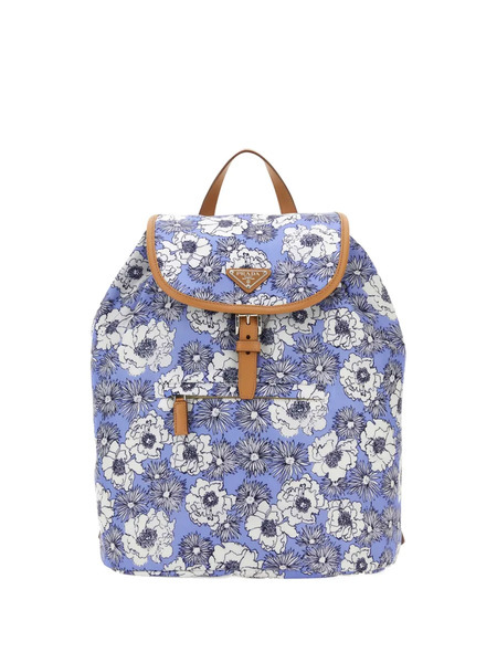  Prada Floral-print Backpack - Blue 
