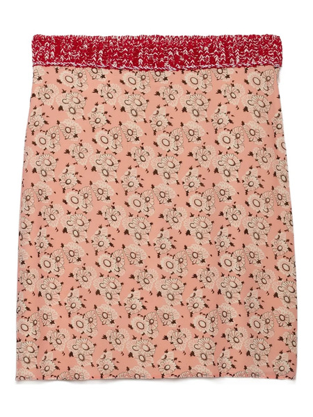  Prada Floral-print Georgette Mini Skirt - Pink 