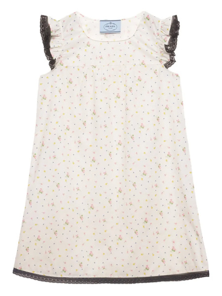  Prada Floral-print Mini Dress - White 