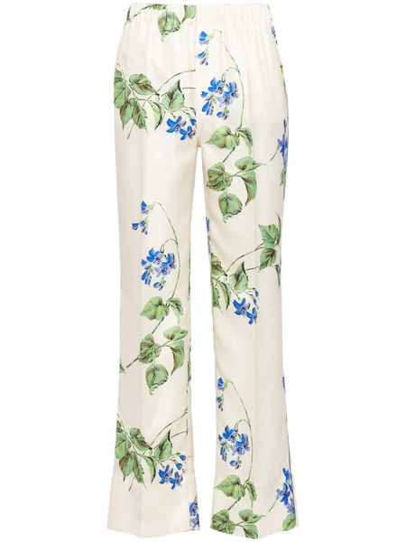  Prada Floral-print Twill Trousers - White 