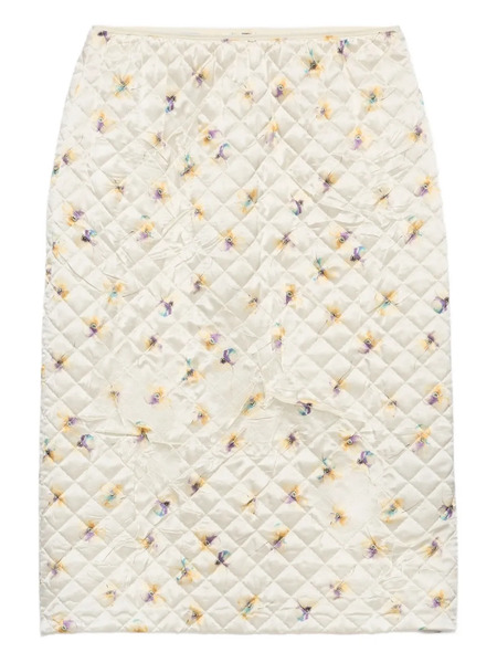  Prada Floral Quilted Mini Skirt - Neutrals 