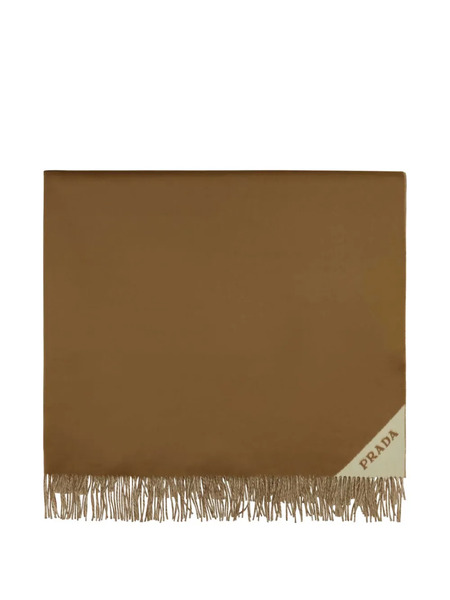 Prada Fringed Corner-logo Blanket - Brown 