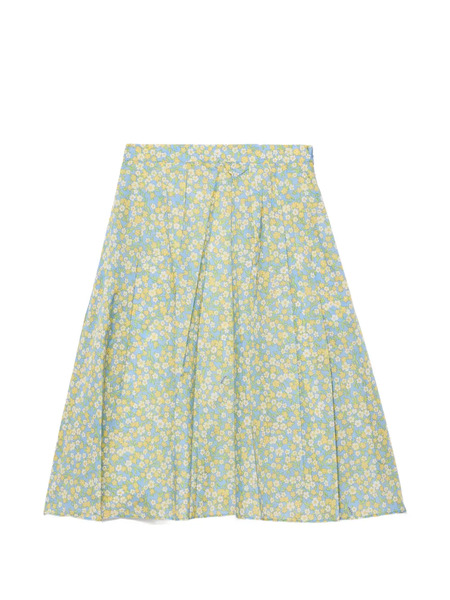  Prada Full Floral-print Re-nylon Skirt - Blue 