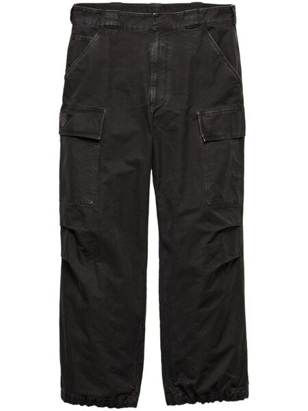  Prada Garment-dyed Cotton Trousers - Black 