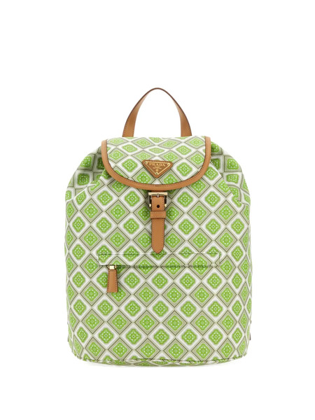  Prada Geometric-print Drawstring Backpack - Green 