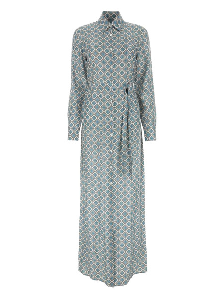  Prada Geometric-print Shirt Dress - Blue 