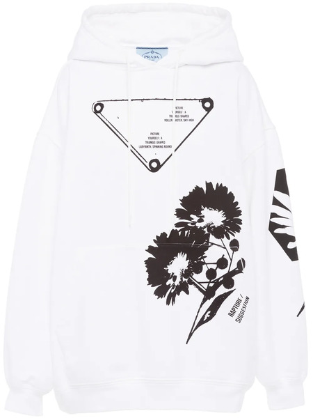  Prada Graphic-print Drawstring Hoodie - White 