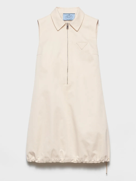  Prada Half-zip Drawstring-hem Mini Dress - Neutrals 