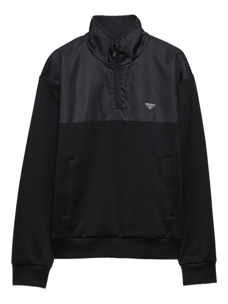  Prada Half-zip Logo-plaque Sweatshirt - Black 