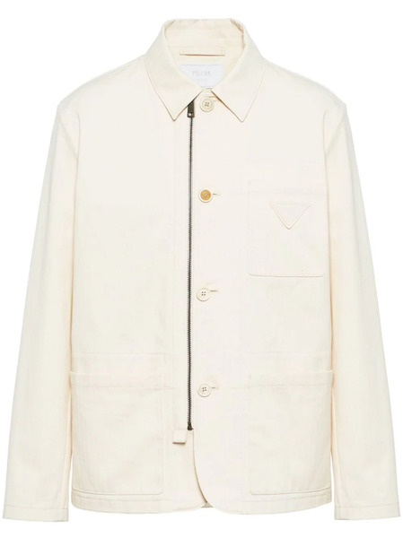  Prada Herringbone Cotton Shirt Jacket - Neutrals 