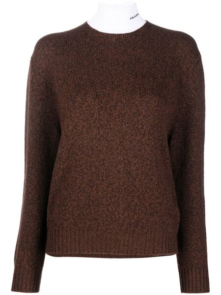  Prada High-neck Wool-cashmere Jumper - Brown 