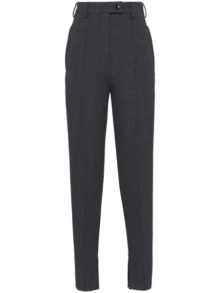  Prada High-rise Natté Trousers - Grey 
