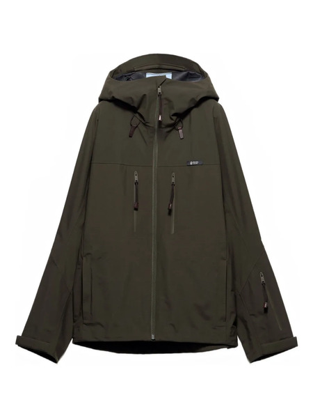  Prada Hooded Logo-label Coat - Green 