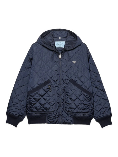 Prada Hooded Quilted Jacket - Blue 