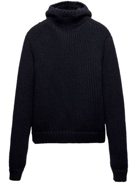  Prada Hooded Wool Jumper - Blue 