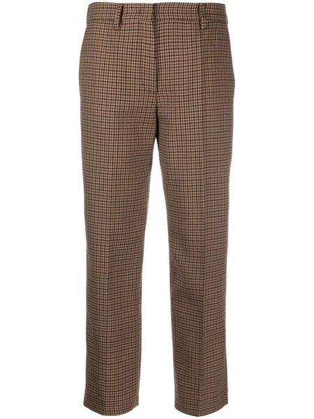  Prada Houndstooth-check Wool Trousers - Brown 