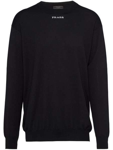  Prada Intarsia-logo Cashmere Jumper - Black 