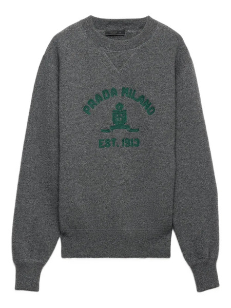  Prada Intarsia-logo Raglan Sweater - Grey 